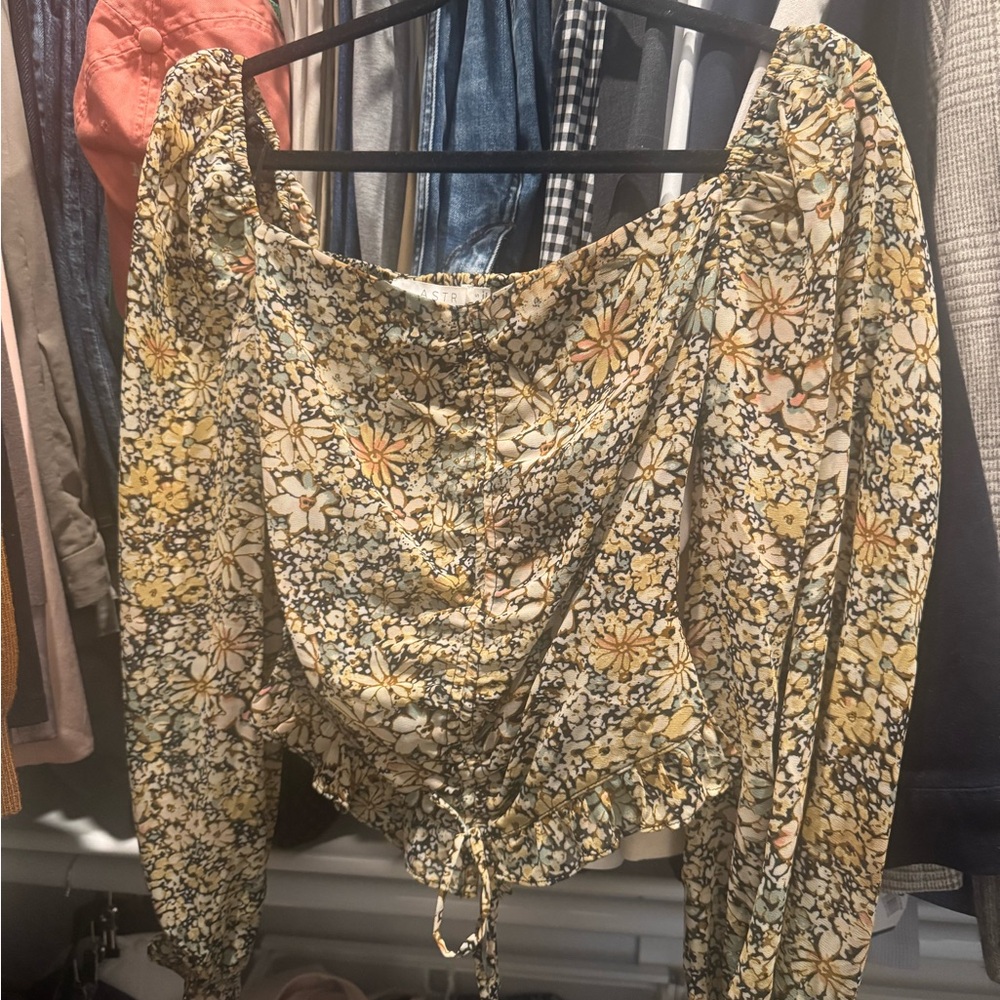 Astr Floral Yellow and Cream Blouse